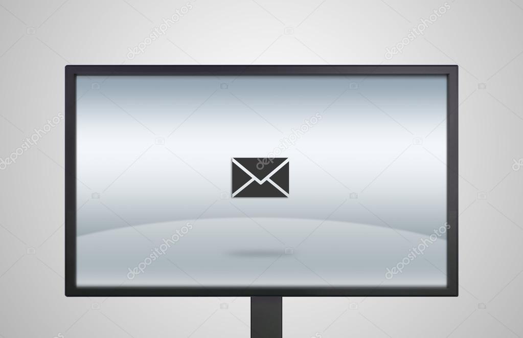 Desktop Monitor display with email letter icon