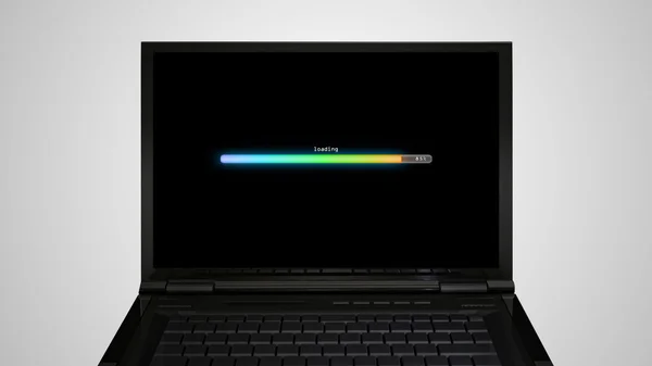 Pantalla del monitor portátil con barra de color de carga —  Fotos de Stock