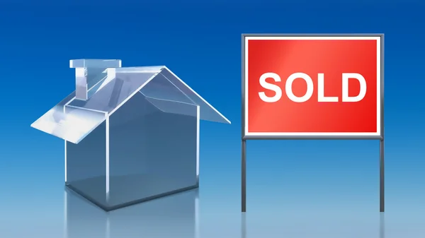 Inversión casa de cristal azul vendida — Foto de Stock