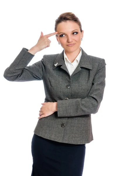 Depressed woman gesture suicide — Stock Photo, Image