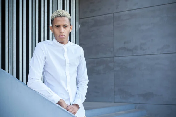 Confident African American Male Elegant Outfit Looking Camera While Standing — Fotografia de Stock