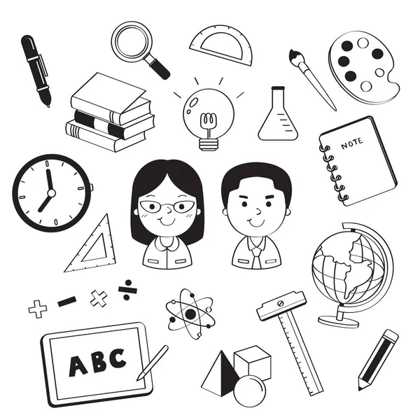 School Doodles Art Teacher Character Stationery — Image vectorielle
