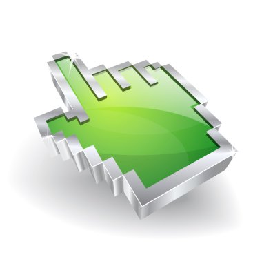 3D parlak vektör el simgesi