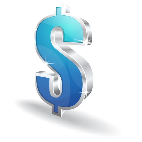 3D parlak Doları vektör işareti simgesi