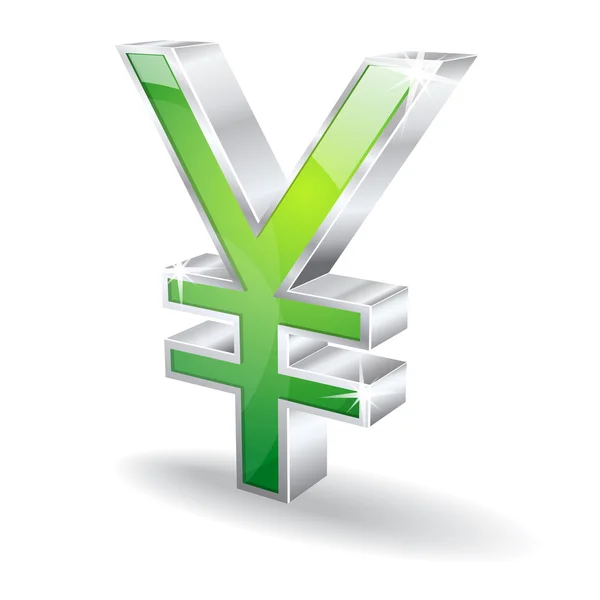3d Glossy Japanese Yen Vector Icon — Stock Vector