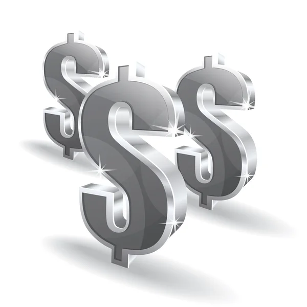 3D parlak Doları vektör işareti simgesi