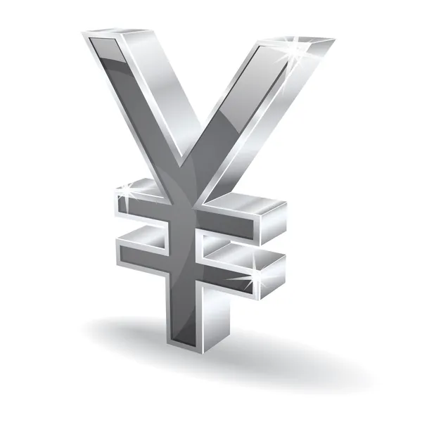 3D-glanzende Japanse yen vector pictogram — Stockvector