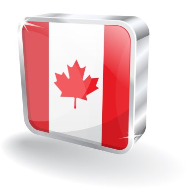 3D parlak Kanada bayrağı simge vektör
