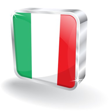3D parlak İtalya bayrağı simge vektör