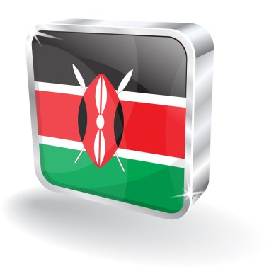 3D kenya bayrak vektör simgesi