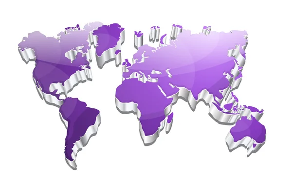 3D kaart van de wereld van de glanzende vector — Stockvector