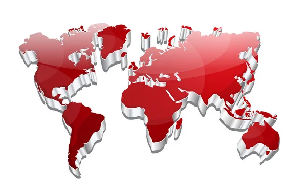 3d glossy vettoriale mappa del mondo — Vettoriale Stock