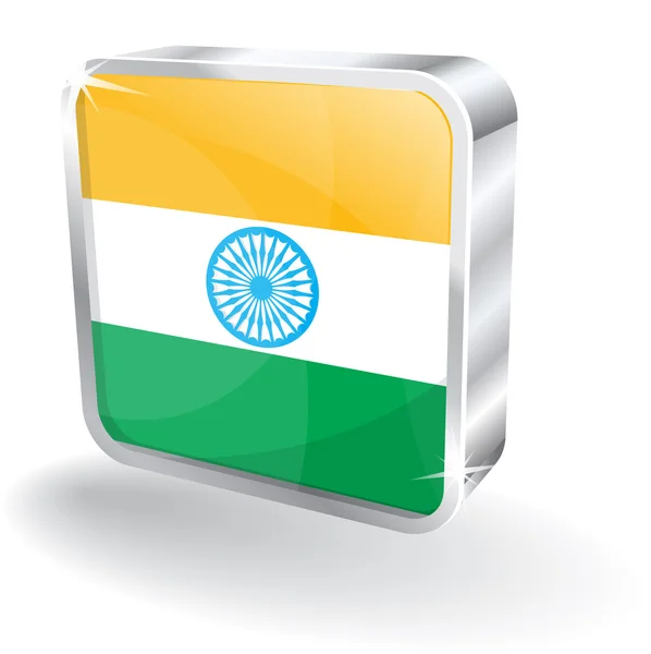 3D ikony błyszczący flagi Indii wektor — Wektor stockowy
