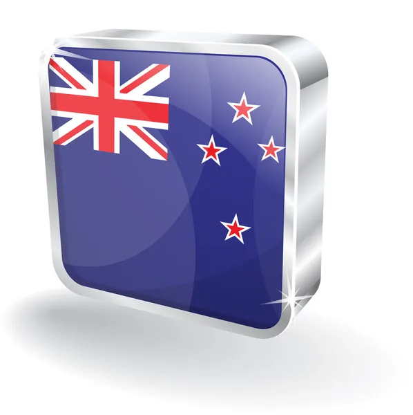 3d Glossy New Zealand Flag Vector Icon — Stock Vector
