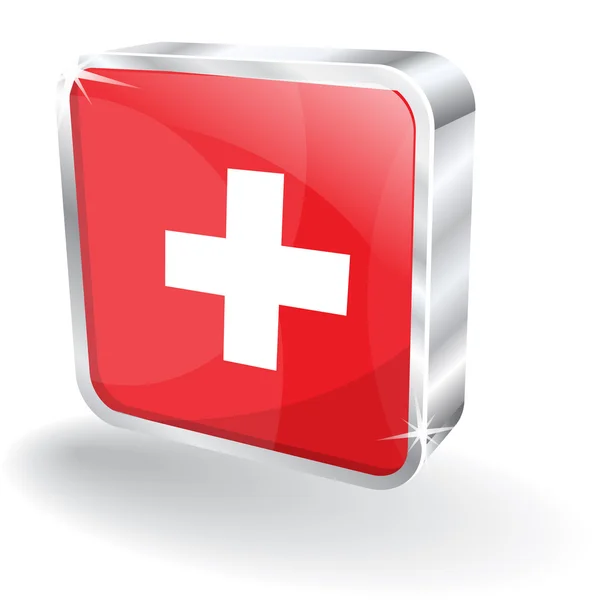 3d brillante bandera suiza Vector icono — Vector de stock