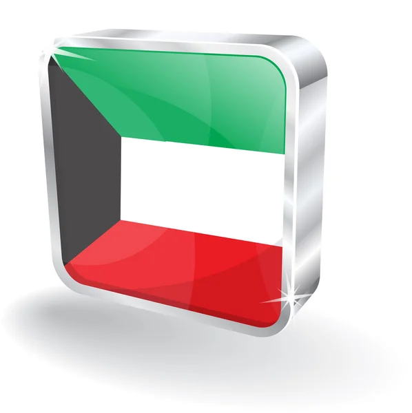 Vector de bandera de Kuwait 3d icono — Archivo Imágenes Vectoriales