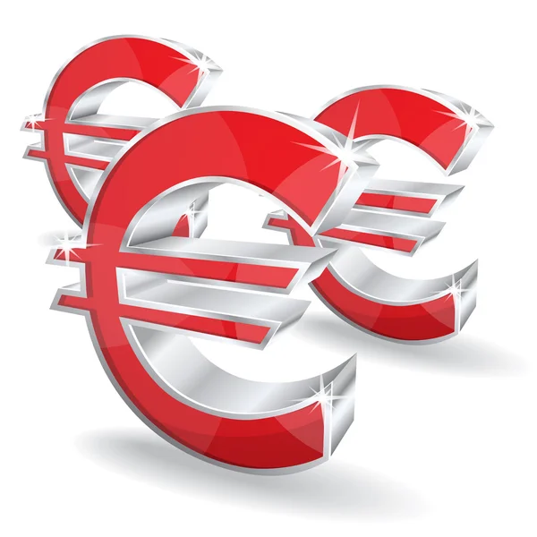 3D-s fényes euro Vector Icon — Stock Vector