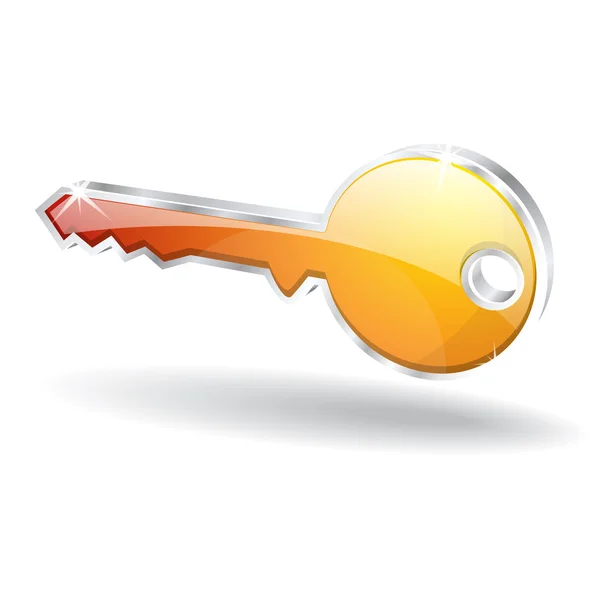 3d Glossy Key Icon Vector Illustration — Stock Vector