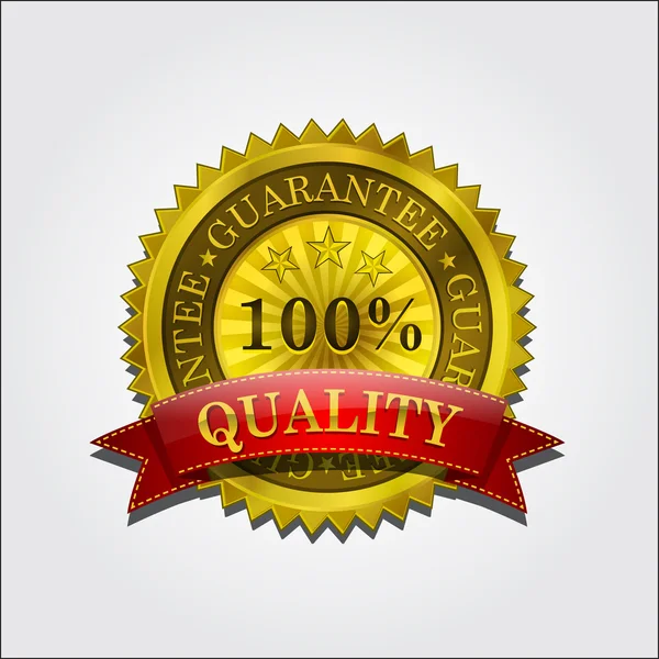 Golden Gold Guarantee Seal Badge — Stock Vector