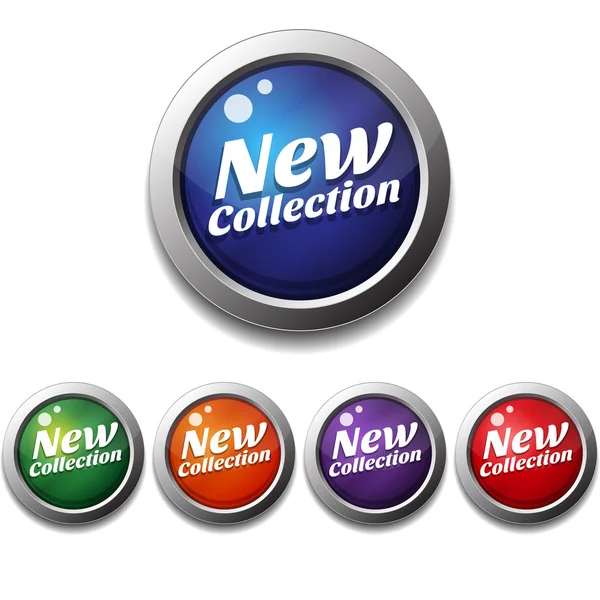 光沢のある光沢のある新しいコレクション丸いアイコン ボタン — ストックベクタ
