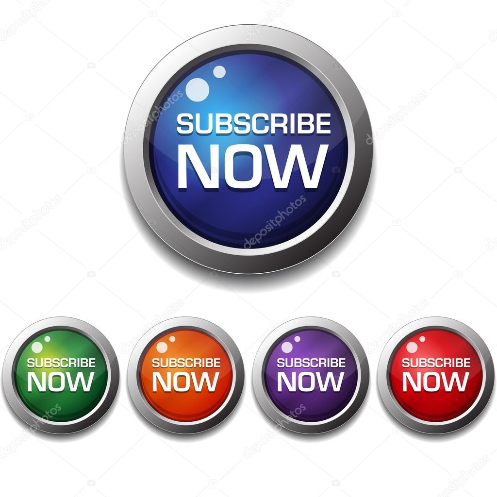 Shiny Glossy Subscribe Now Round Icon Button
