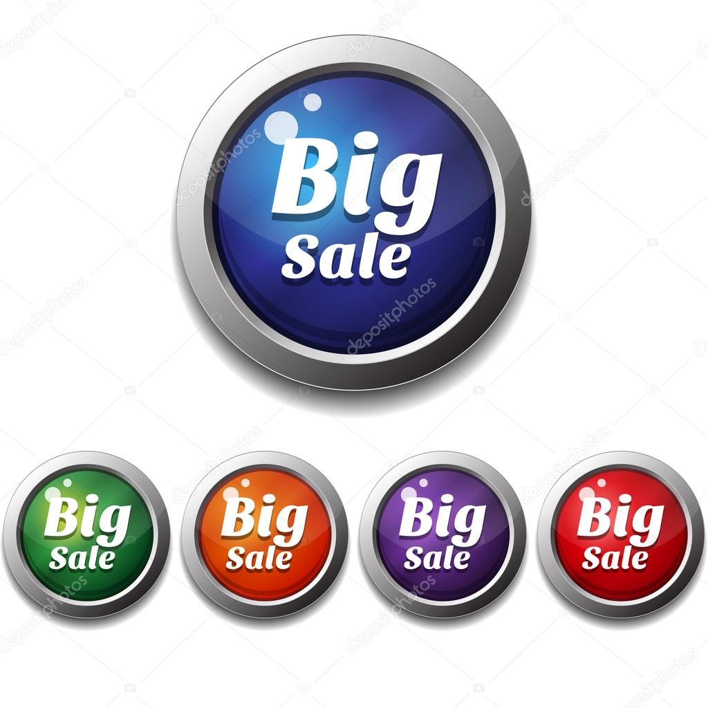 Shiny Glossy Big Sale Round Icon Button