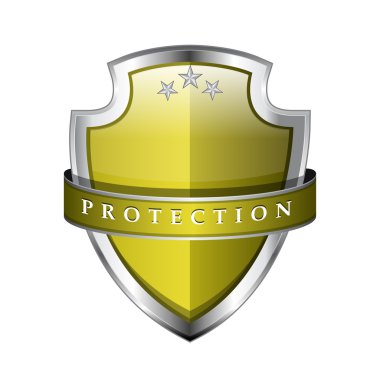 parlak parlak koruma sarı kalkan simgesi