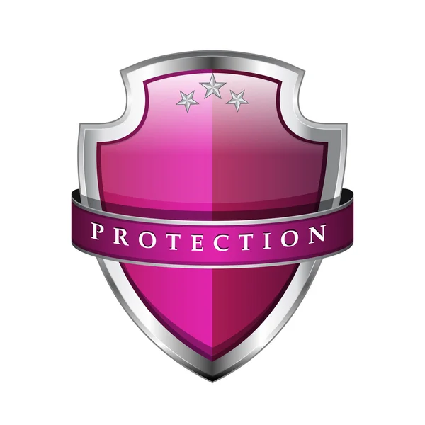 Proteção brilhante brilhante brilhante Ícone de escudo rosa — Vetor de Stock