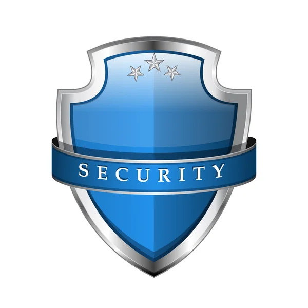 Glossy Shiny Blue Vector Shield Protection Icon — Stock Vector