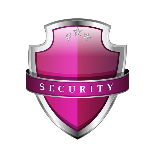 Glossy Shiny Pink Vector Shield Protection Icon — Stock Vector