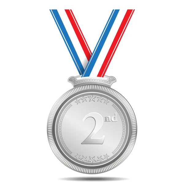 Zilveren Medaille 2e positie vector pictogram — Stockvector