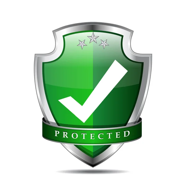 Protegido Tick Mark Shield Vector icono — Vector de stock