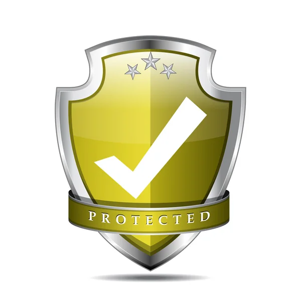 Protegido Tick Mark Shield Vector icono — Vector de stock