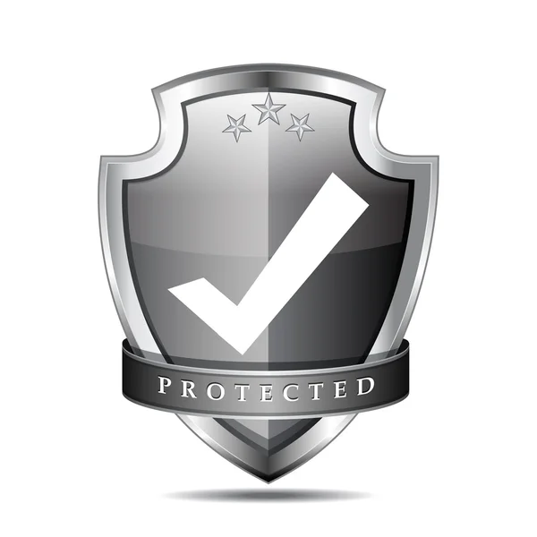 Protegido Tick Mark Shield Vector icono — Vector de stock