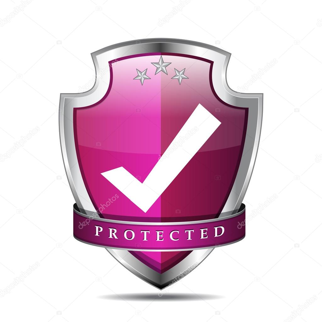 Protected Tick Mark Shield Vector Icon