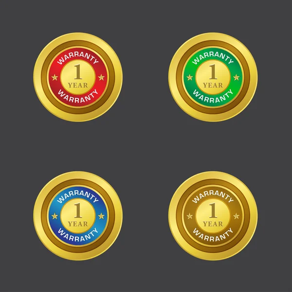 1 year Golden Vector Warranty Seal Icon — Stock Vector