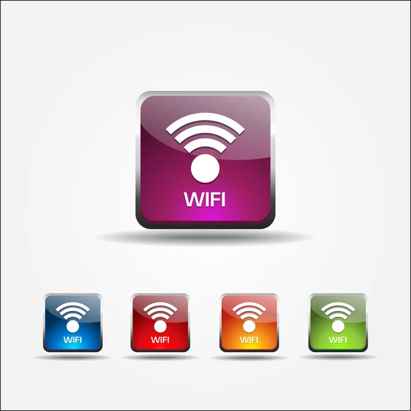 WiFi glansigt vektor ikonen knapp — Stock vektor