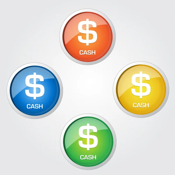Glossy Cash Button Icon — Stock Vector