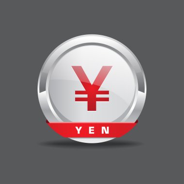 Yen Japon para birimi vektör düğmesi
