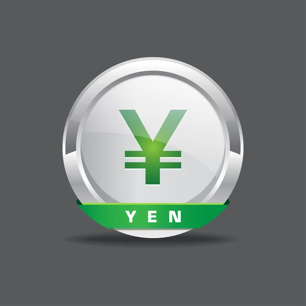 Yen Japonés Moneda Vector botón — Archivo Imágenes Vectoriales