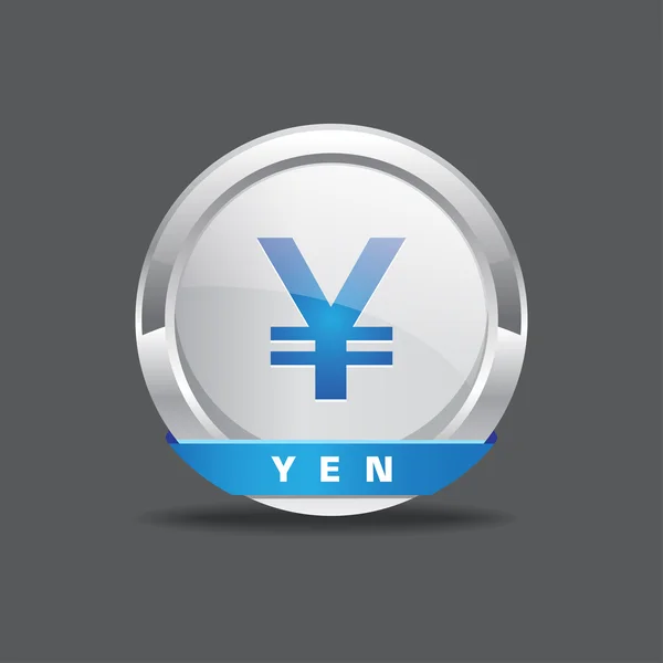 Yen Japanese Currency Vector Button — Stock Vector