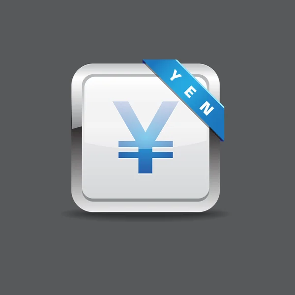 Yen Japanese Currency Vector Button — Stock Vector