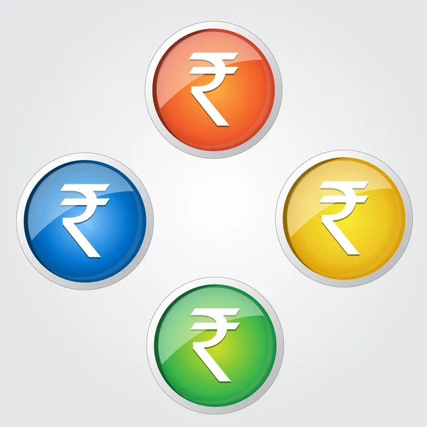 印度卢比符号矢量按钮 — 图库矢量图片