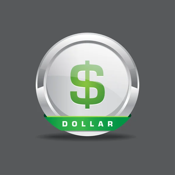 Pulsante icona vettoriale dollaro arrotondato — Vettoriale Stock
