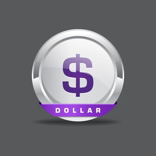 Pulsante icona vettoriale dollaro arrotondato — Vettoriale Stock