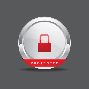 korumalı yuvarlak vektör simgesi Beyaz düğmesi