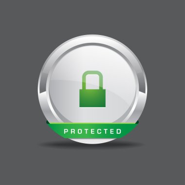 korumalı yuvarlak vektör simgesi Beyaz düğmesi