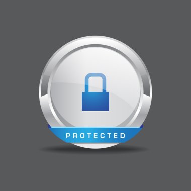 korumalı yuvarlak vektör simgesi Beyaz düğmesi