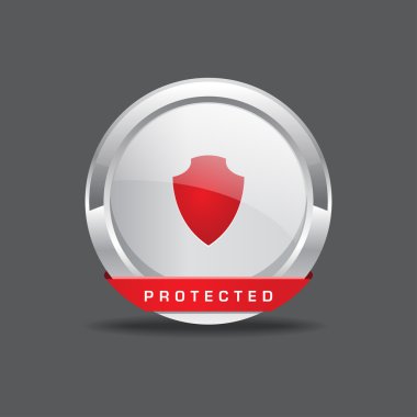 korumalı yuvarlak vektör simgesi Beyaz düğmesi