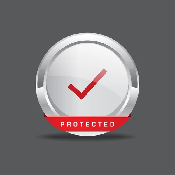 Protected Round Vector Ícone botão branco —  Vetores de Stock